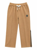 Boys Brown Track Pants with Side Stripes