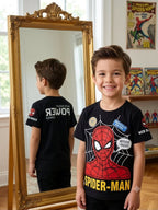 Boys Black Spider-Man Graphic Printed T-Shirt