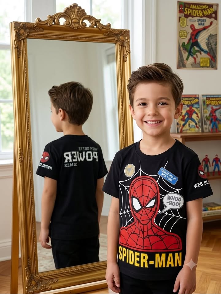 Boys Black Spider-Man Graphic Printed T-Shirt