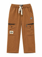 Boys Comfort Fit Casual Cargo Trousers - Brown