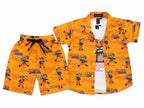 Boys Orange Printed Short Sleeve Shirt & Shorts Co-ord Set