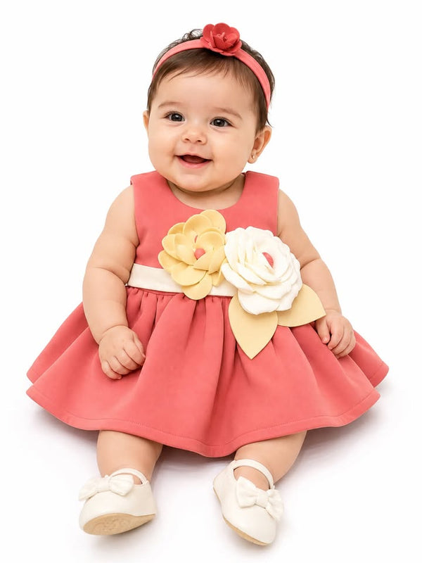 Little Princess Peach Bow & Flower Party Dress