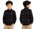 Boys Maroon Checkered Long Sleeve Cotton Shirt