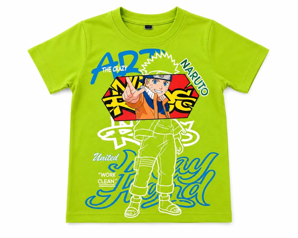 Boys Graphic Printed Crew Neck T-Shirt (Lime Green)