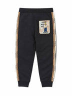 Boys Athletic Black Striped Track Pants