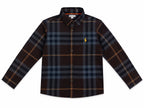 Boys Maroon Checkered Long Sleeve Cotton Shirt