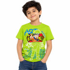 Boys Graphic Printed Crew Neck T-Shirt (Lime Green)