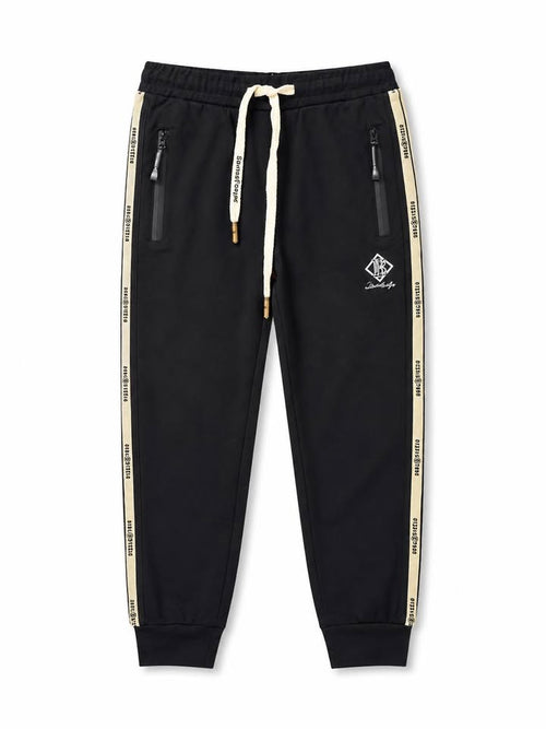 Boys Black Track Pants with Side Stripes
