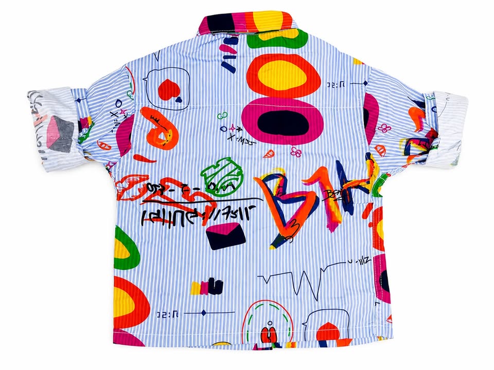 Boys Sky Blue Printed Cotton T-Shirt