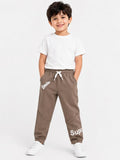 Boys Athletic Brown Casual Track Pants