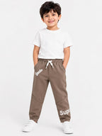 Boys Athletic Brown Casual Track Pants