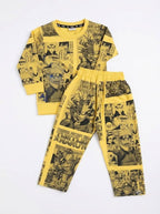 Boys Yellow Graphic Printed Top and Pants Co-Ord Set