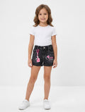 Pink Floral Bloom Dark Wash Denim Shorts