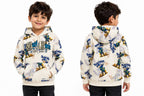 Boys White All-Over Printed Graphic Hoodie