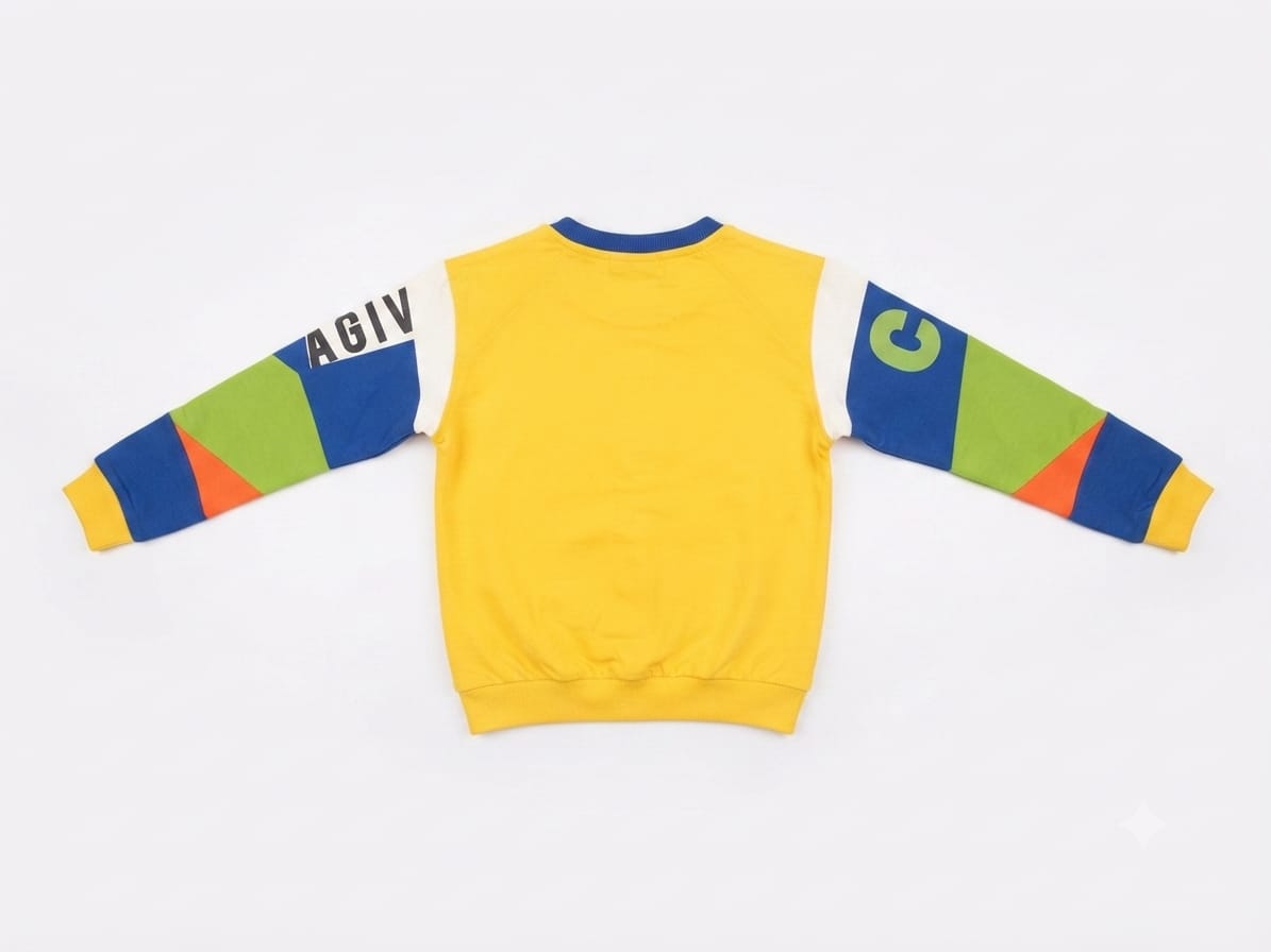Yellow Cartoon Print Kids Sweatshirt