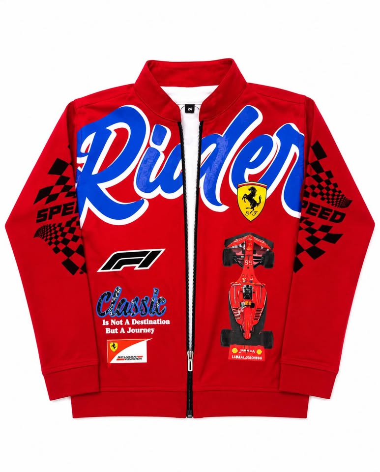 Boys Graphic Printed  Jacket – Red & Cream
