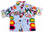 Boys Sky Blue Printed Cotton T-Shirt