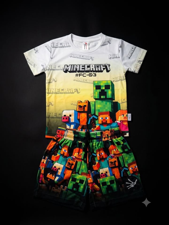 Boys Minecraft Pixel Graphic Printed Co-rd Set