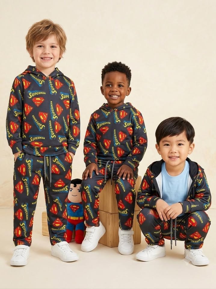 Boys Black All-Over Printed Set