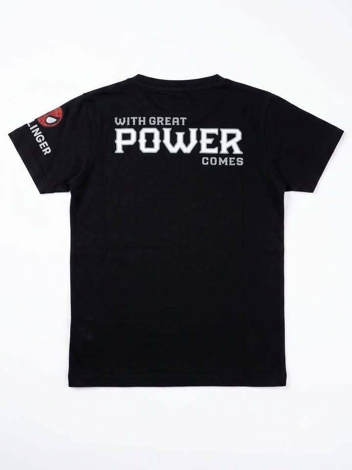 Boys Black Spider-Man Graphic Printed T-Shirt
