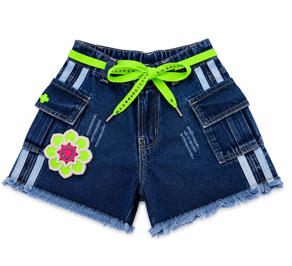 Girls' Utility Denim Shorts with Drawstring