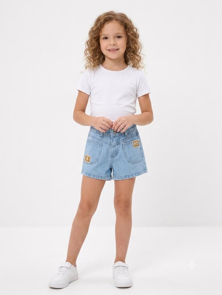 Girls Light Blue Denim Shorts