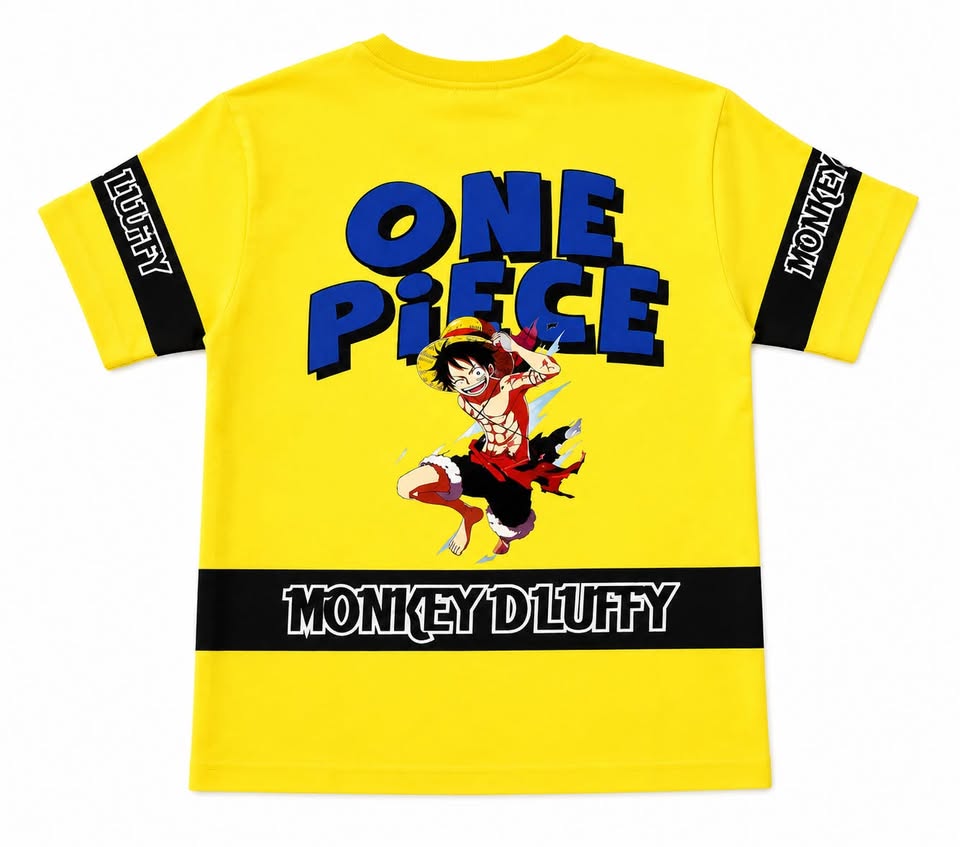 Boys One Piece Anime Printed T-Shirt (Yellow)
