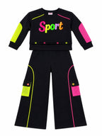 Black Neon Athleisure Two-Piece Co-ord Se