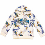 Boys White All-Over Printed Graphic Hoodie