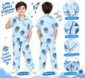Boys Blue Space Explorer Printed Cotton Night Suit Set