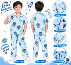 Boys Blue Space Explorer Printed Cotton Night Suit Set