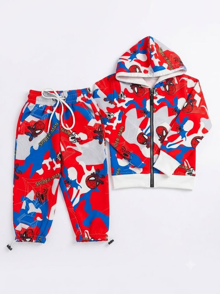 Kids Bright Patterned Zip-Up Hoodie & Joggers Set