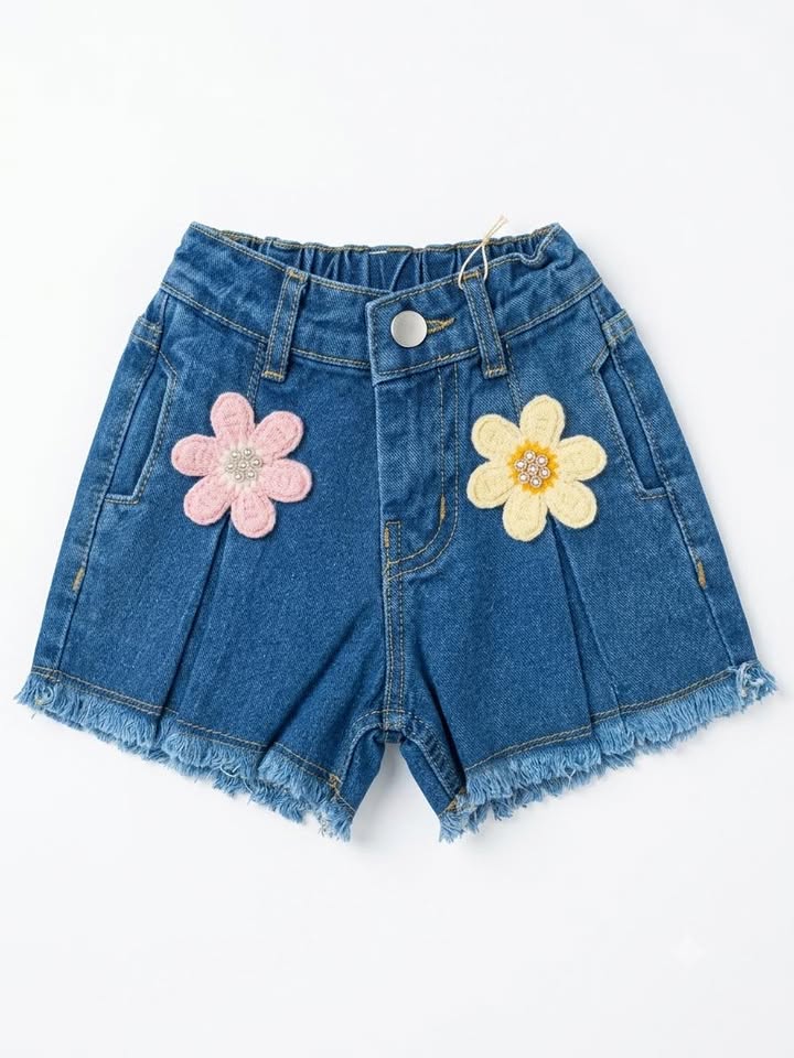 Floral Bloom Embroidered Denim Shorts