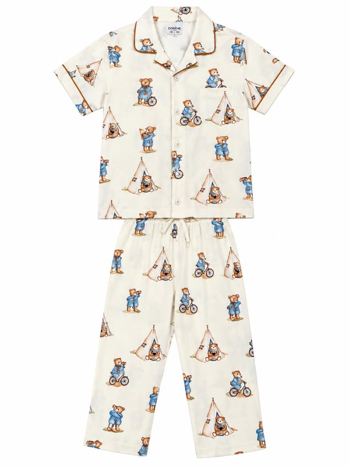 Boys Cream "Dream Big" Printed Cotton Nightwear Set