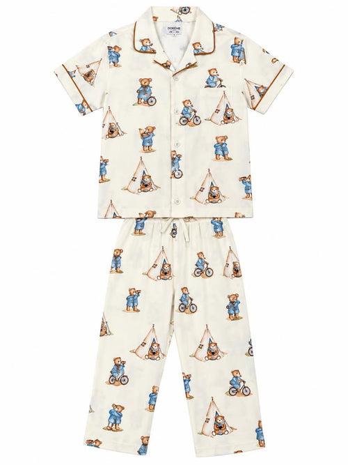Boys Cream "Dream Big" Printed Cotton Nightwear Set