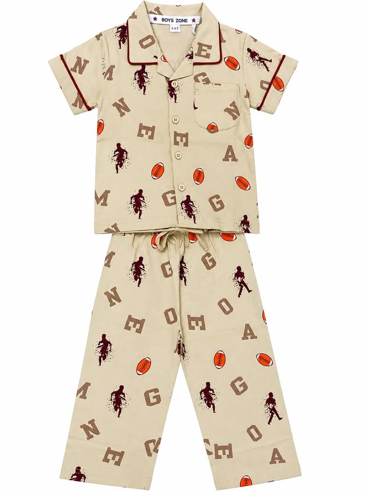 Little Cool Dude Printed Cotton Nightwear Set