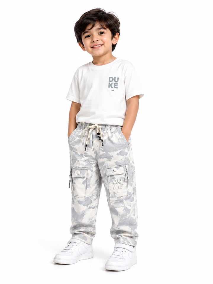Boys Camouflage Printed Cargo Trackpants