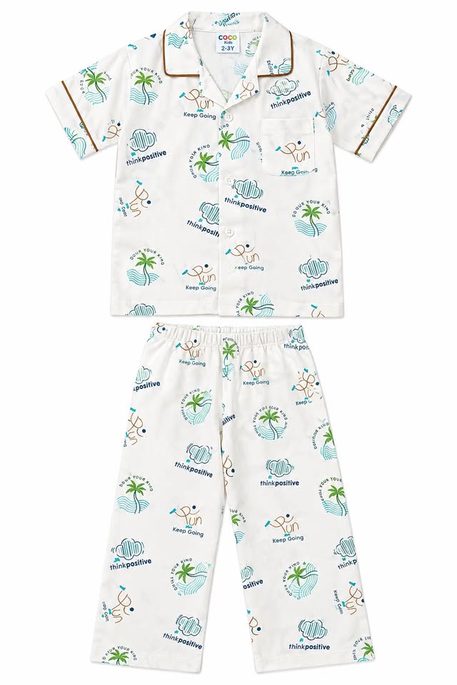 Boys Tropical Print Shirt & Pyjama Nightwear Set
