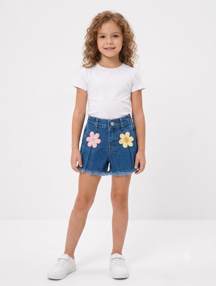 Floral Bloom Embroidered Denim Shorts