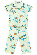 BOYS MINT GREEN PRINTED NIGHTSUIT