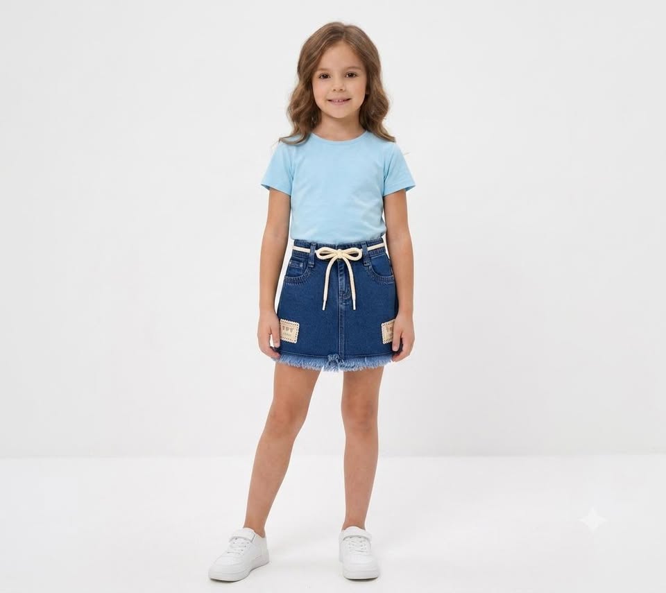 Girls' Denim Utility Skort with Drawstring