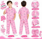 Kids Pink "Little Game Changer" Printed Nightwear Set