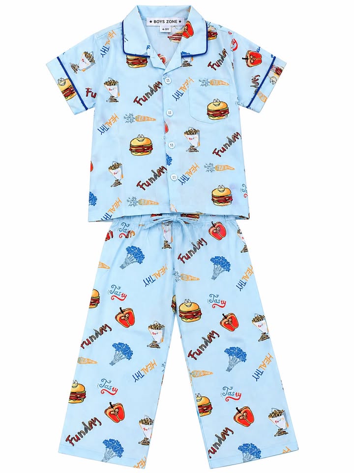 Little Cool Dude Printed Cotton Nightwear Set