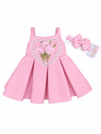 Little Girls Pink Blossom Twirl Party Dress