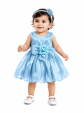 Baby Girls Blue Layered Floral Party Frock