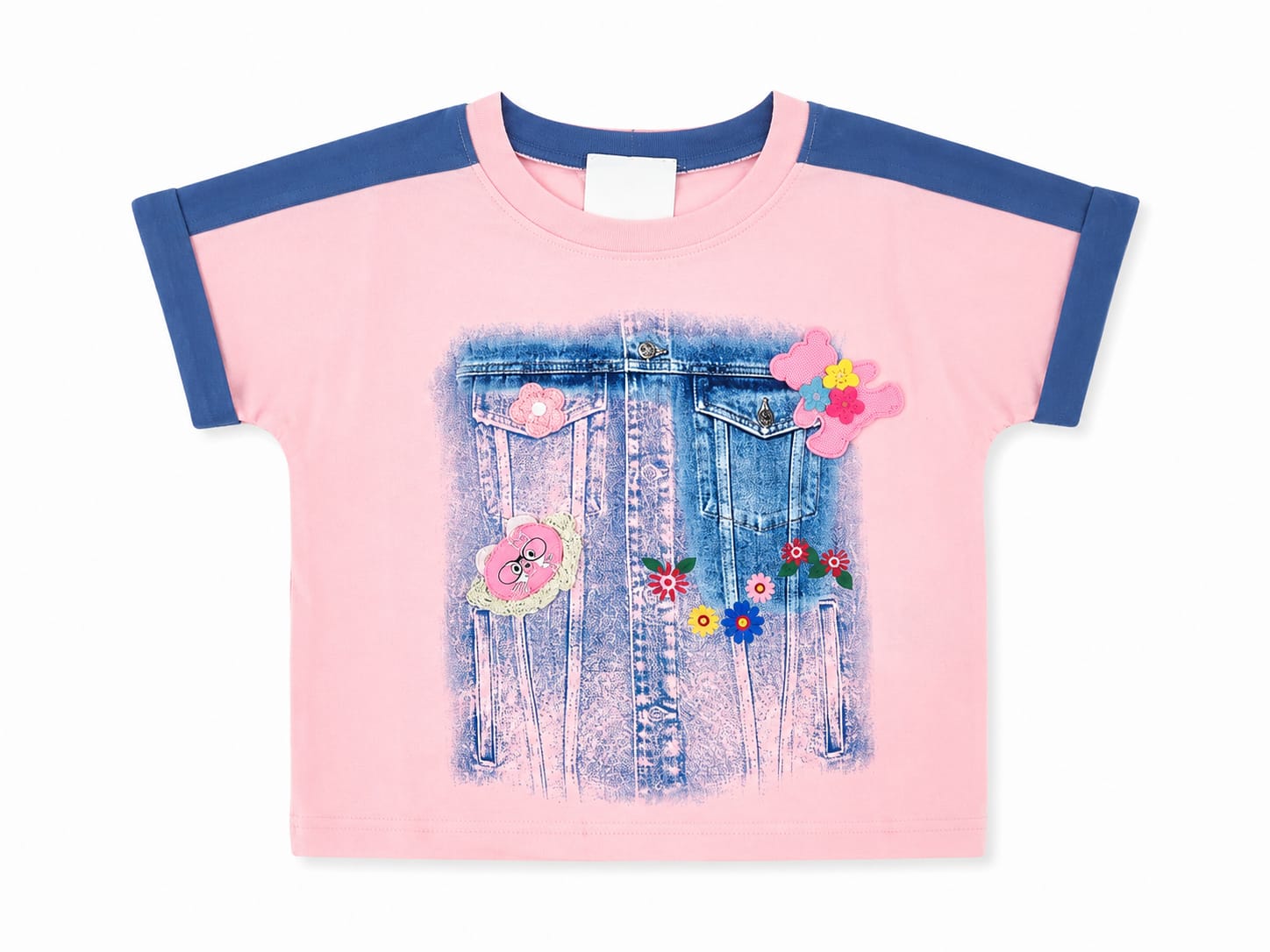 Girls Pink Graphic Print Half Sleeve Top