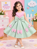 Elegant Pista Green Embellished Party Wear Frock for Girls