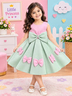 Elegant Pista Green Embellished Party Wear Frock for Girls
