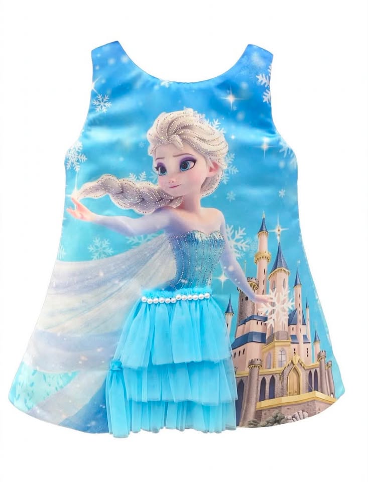 Frozen Elsa Blue Princess Party Frock