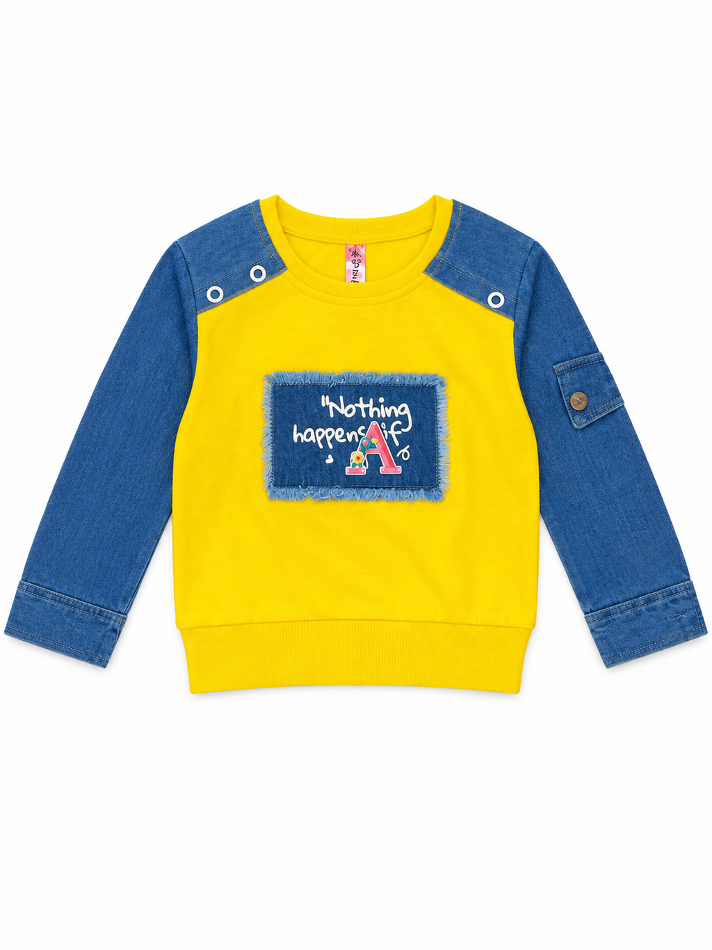 Girls Yellow & Blue Long Sleeve Sweatshirt